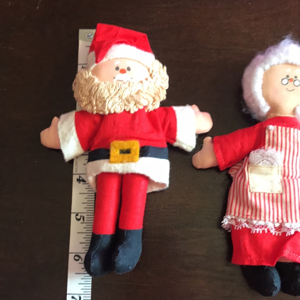 Vintage Hallmark Cards Cloth Mr. Santa Claus and Mrs. Claus Mini Plush Rag Dolls - Picture 7 of 8